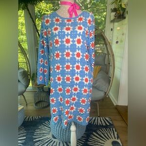 Lilly Pulitzer Miabella Sweater Dress Lunar Blue Floral Crochet small